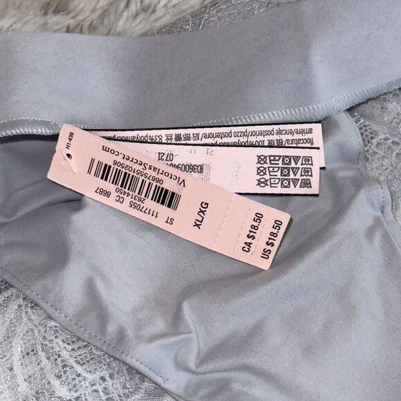 NWT (XL) Victoria’s Secret Luxe Bikini Panty - Light Blue with Sheer Lace Back - Picture 9 of 11